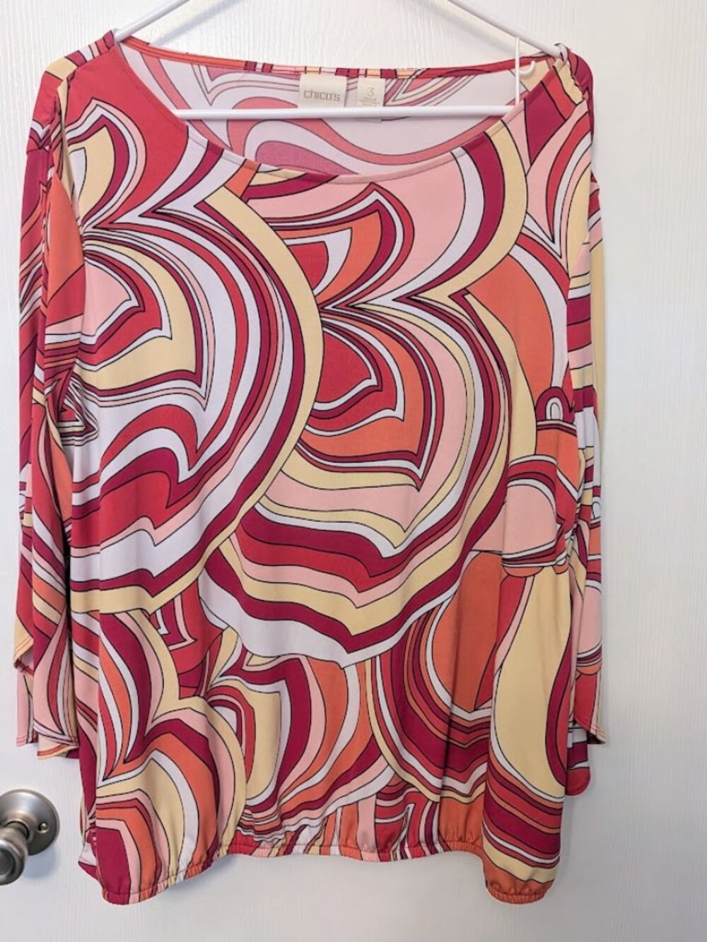 Chico's pink swirly tunic top Size 3/XL